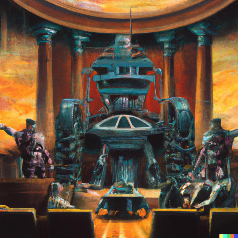 Name:  DALL·E 2023-04-06 13.02.31 - a oil paintig of big futuristic machine and three men in courtroom.jpg
Views: 380
Size:  92.1 KB