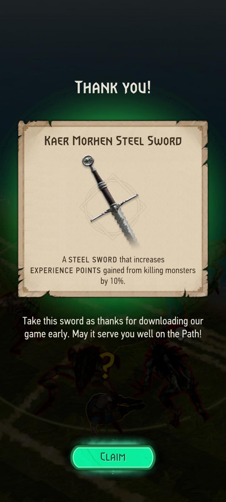 Click image for larger version.&nbsp;

Name:	KaerMorhenSteelSword.jpg&nbsp;
Views:	8073&nbsp;
Size:	86.2 KB&nbsp;
ID:	1966